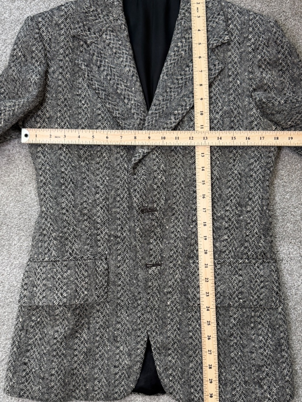 Vintage Wool Tweed Herringbone Sport Coat Blazer Grey - Picture 10 of 16